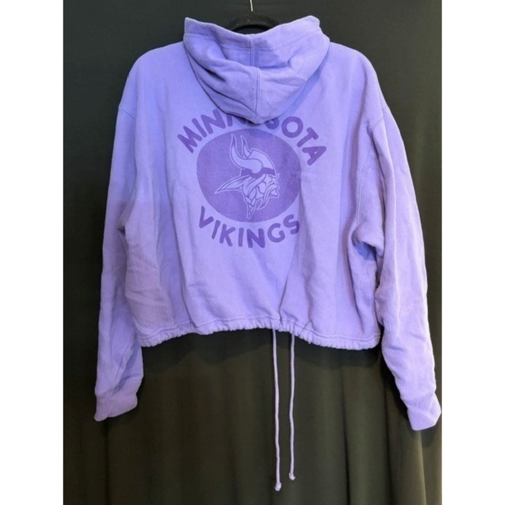 Women's Purple Brand 47 MN Vikings Drawstring Tie Hooded Sweatshirt Size L - Picture 7 of 7